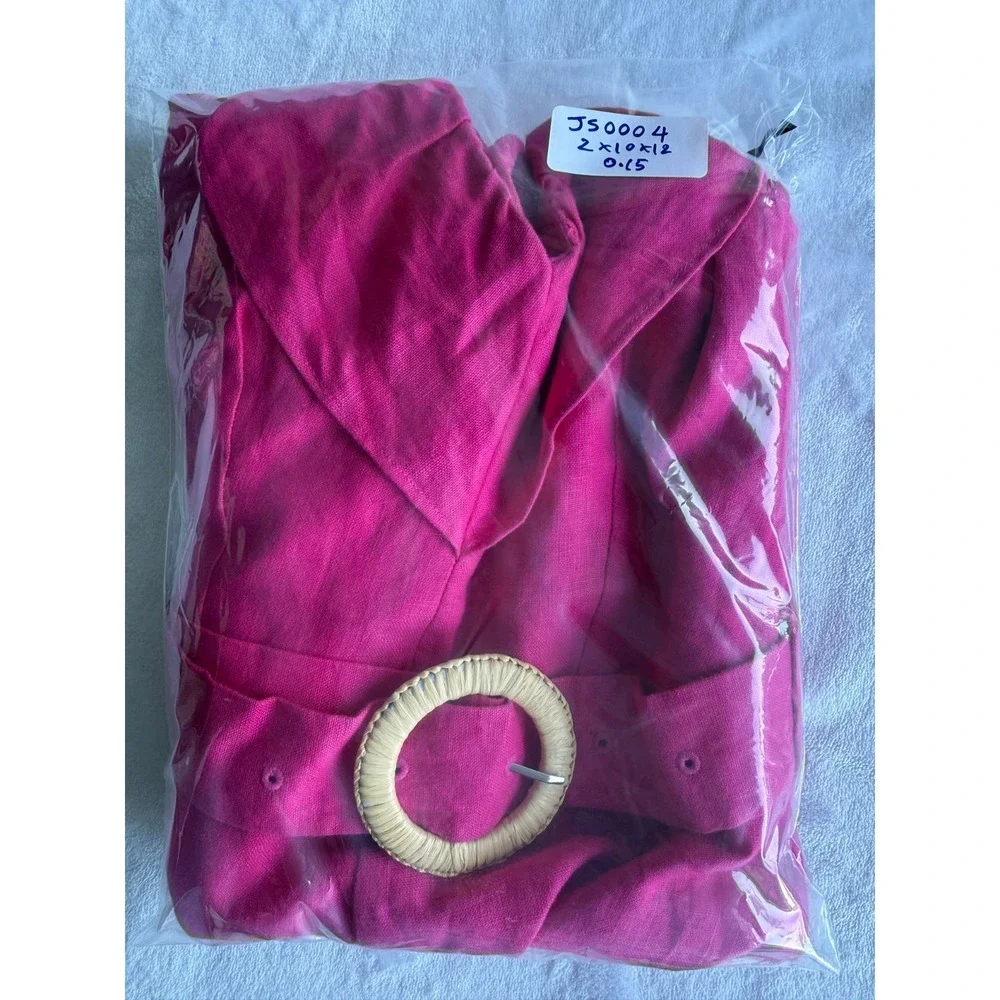 Mango MNG Pink Linen Ruffle‎ Romper S Tropical Vacation Barbiecore Boho Romantic